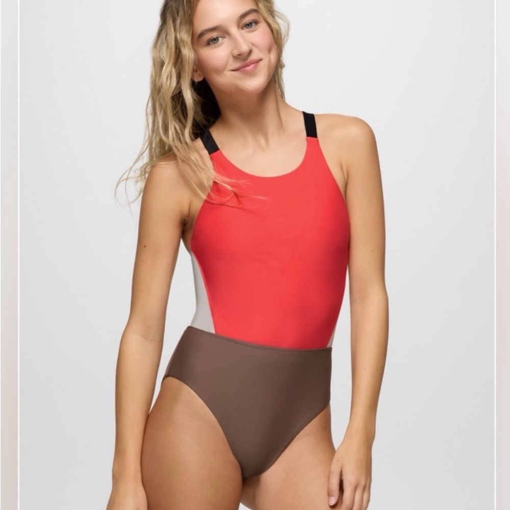 Prana Baja Bound Cutout Color-Block One-Piece Swimsuit (M)